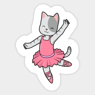 Cartoon cat dances ballet - ballerina Sticker